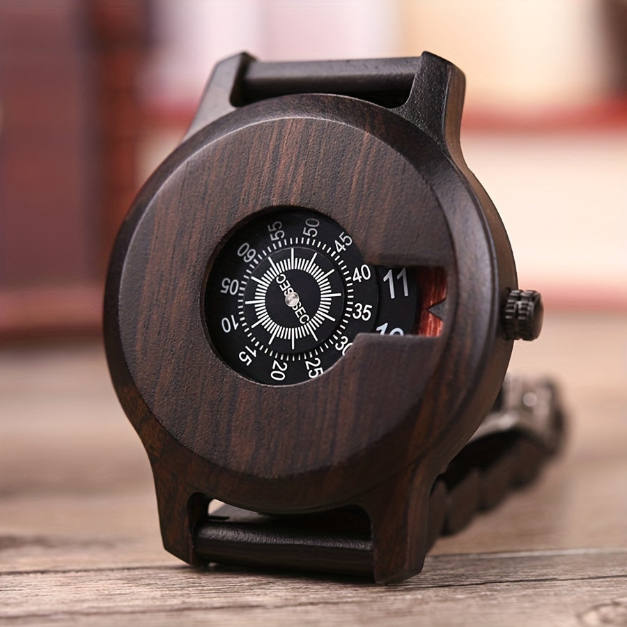 Elegant Wooden Timepiece: Vintage-Inspired Quartz Watch with Wooden Box – The Perfect Gift for Him