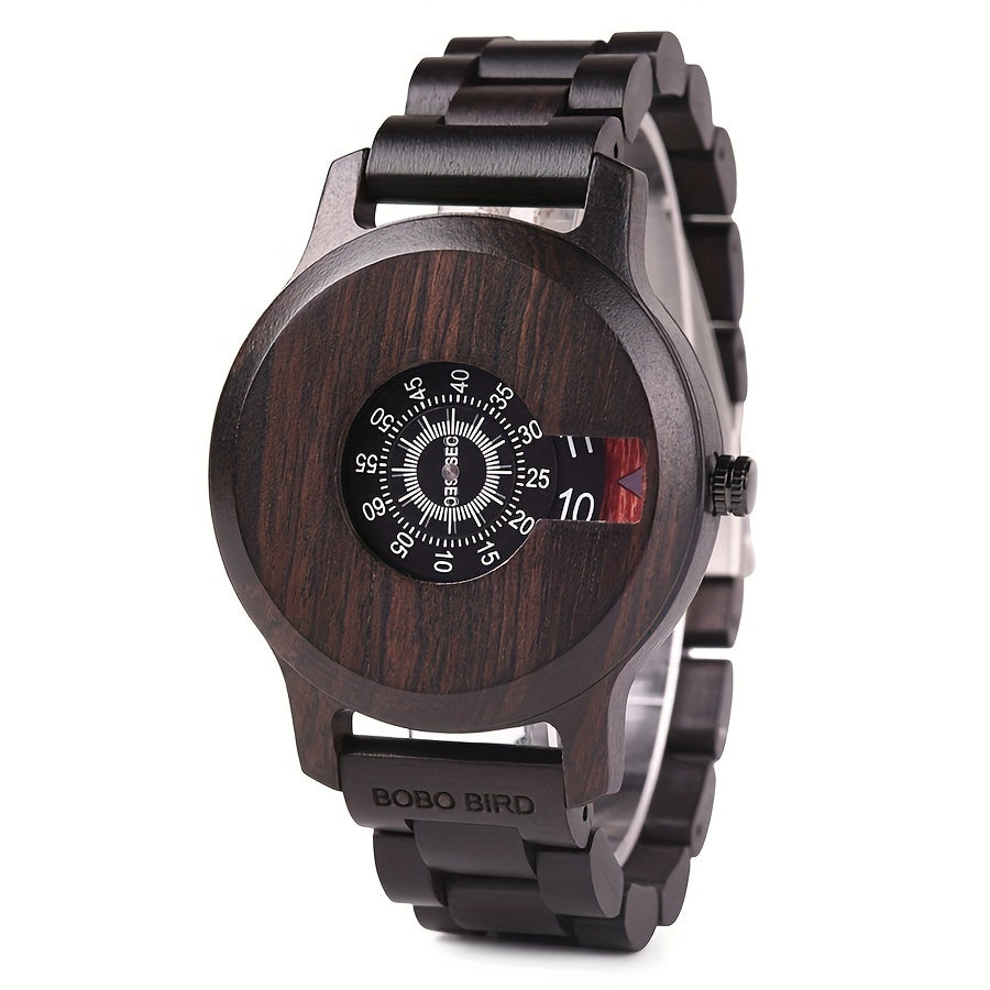 Elegant Wooden Timepiece: Vintage-Inspired Quartz Watch with Wooden Box – The Perfect Gift for Him