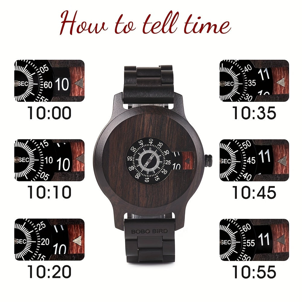Elegant Wooden Timepiece: Vintage-Inspired Quartz Watch with Wooden Box – The Perfect Gift for Him
