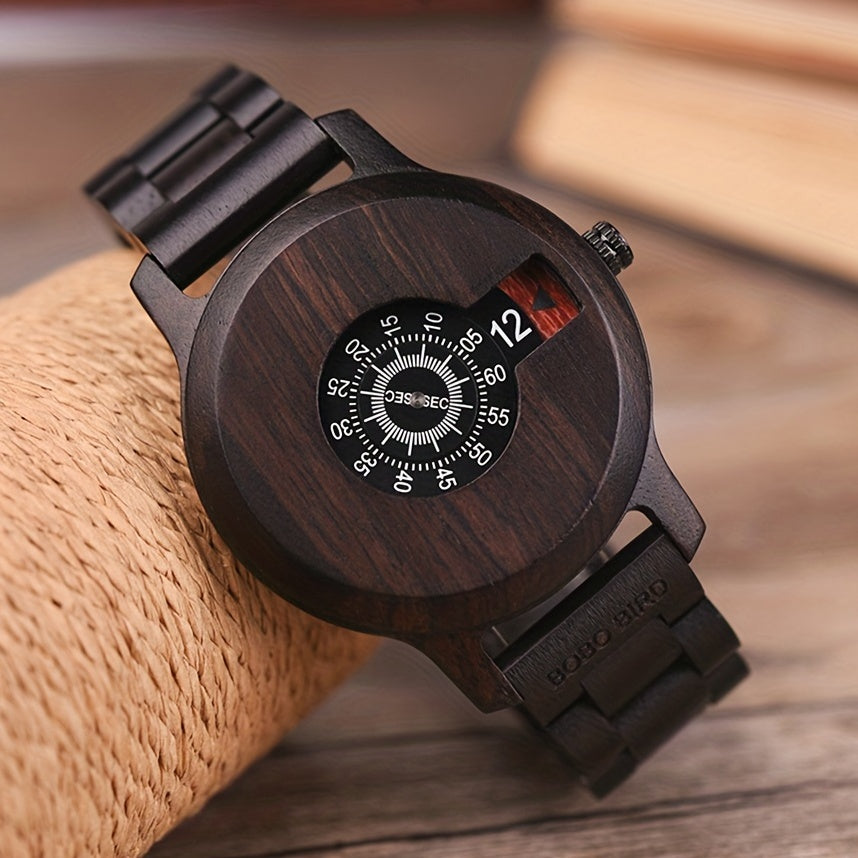 Elegant Wooden Timepiece: Vintage-Inspired Quartz Watch with Wooden Box – The Perfect Gift for Him