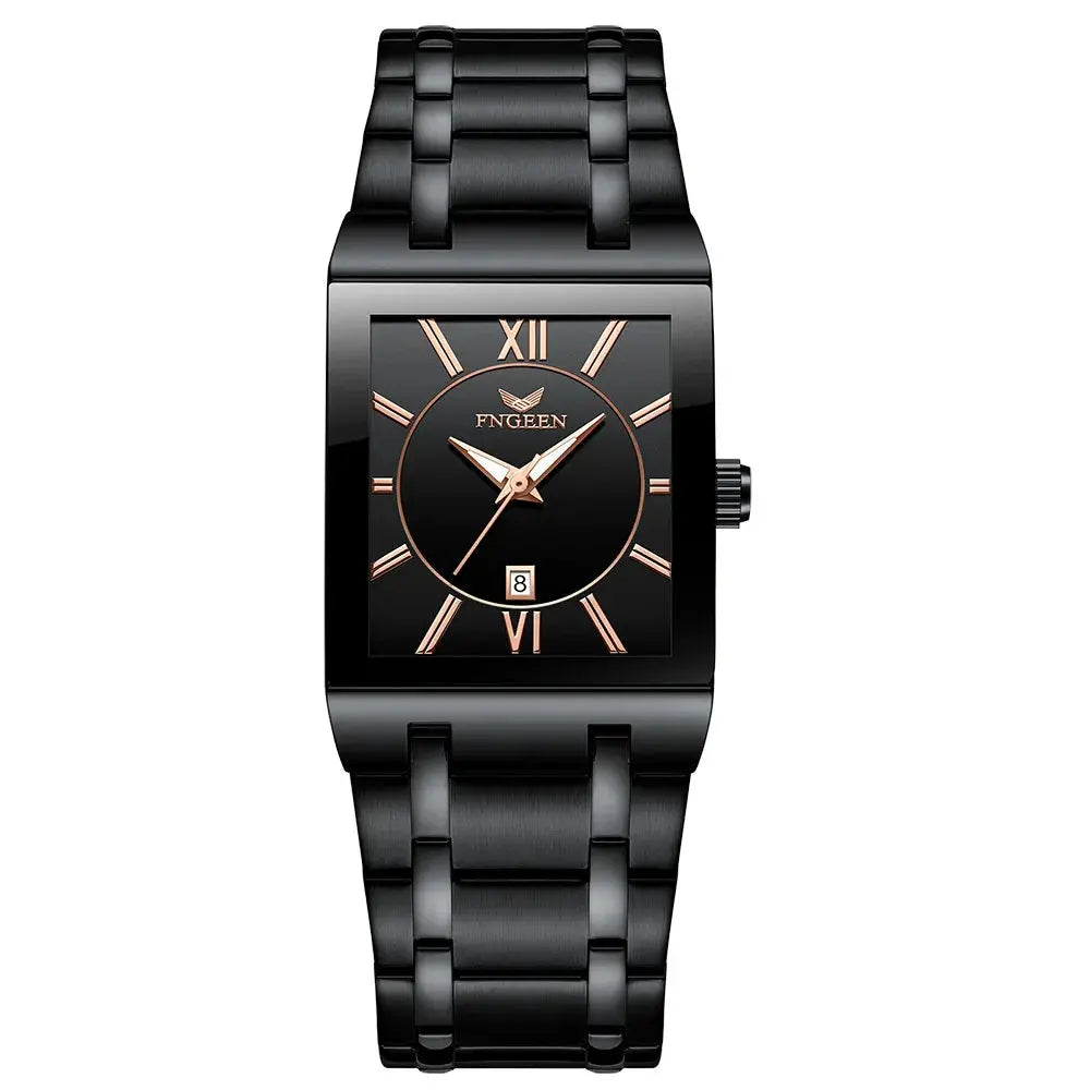 Luxury men's quartz watch Black Dial - Waterproof & Calendar Function Alcom Distribution