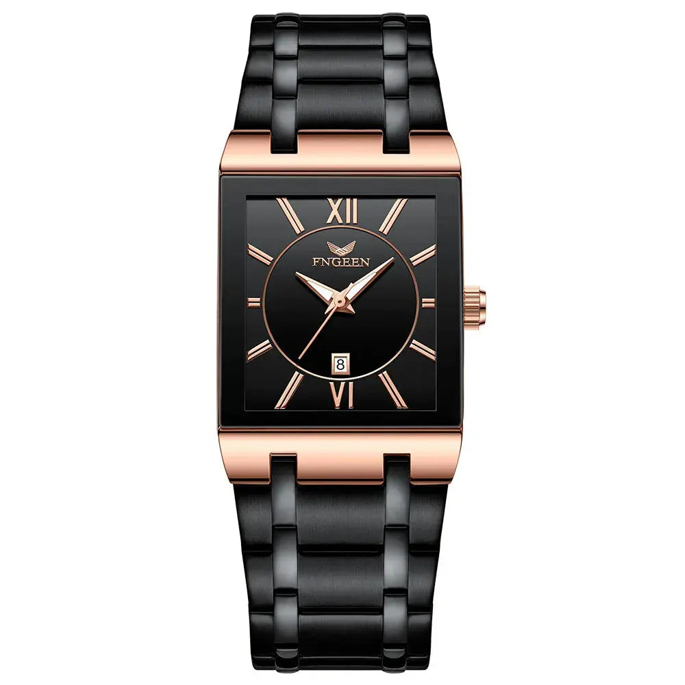 Luxury men's quartz watch Black Dial - Waterproof & Calendar Function Alcom Distribution