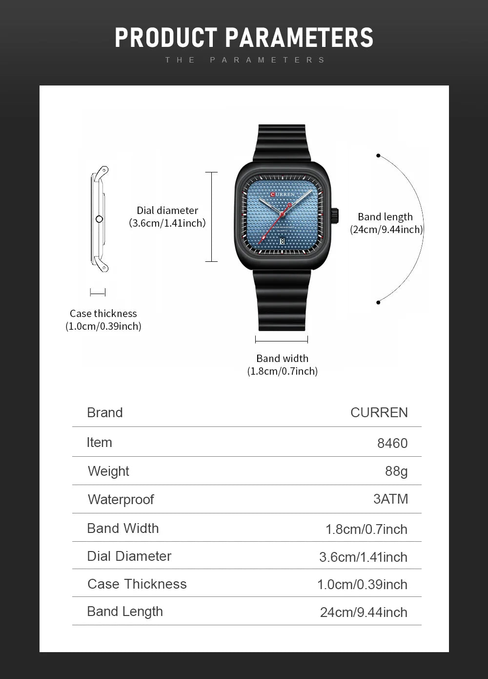 CURREN 9009 Men's Watch Stainless Steel Blue Dial