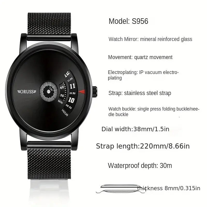 Stylish ORUSS Luminous Men's Watch – Western Red Accent