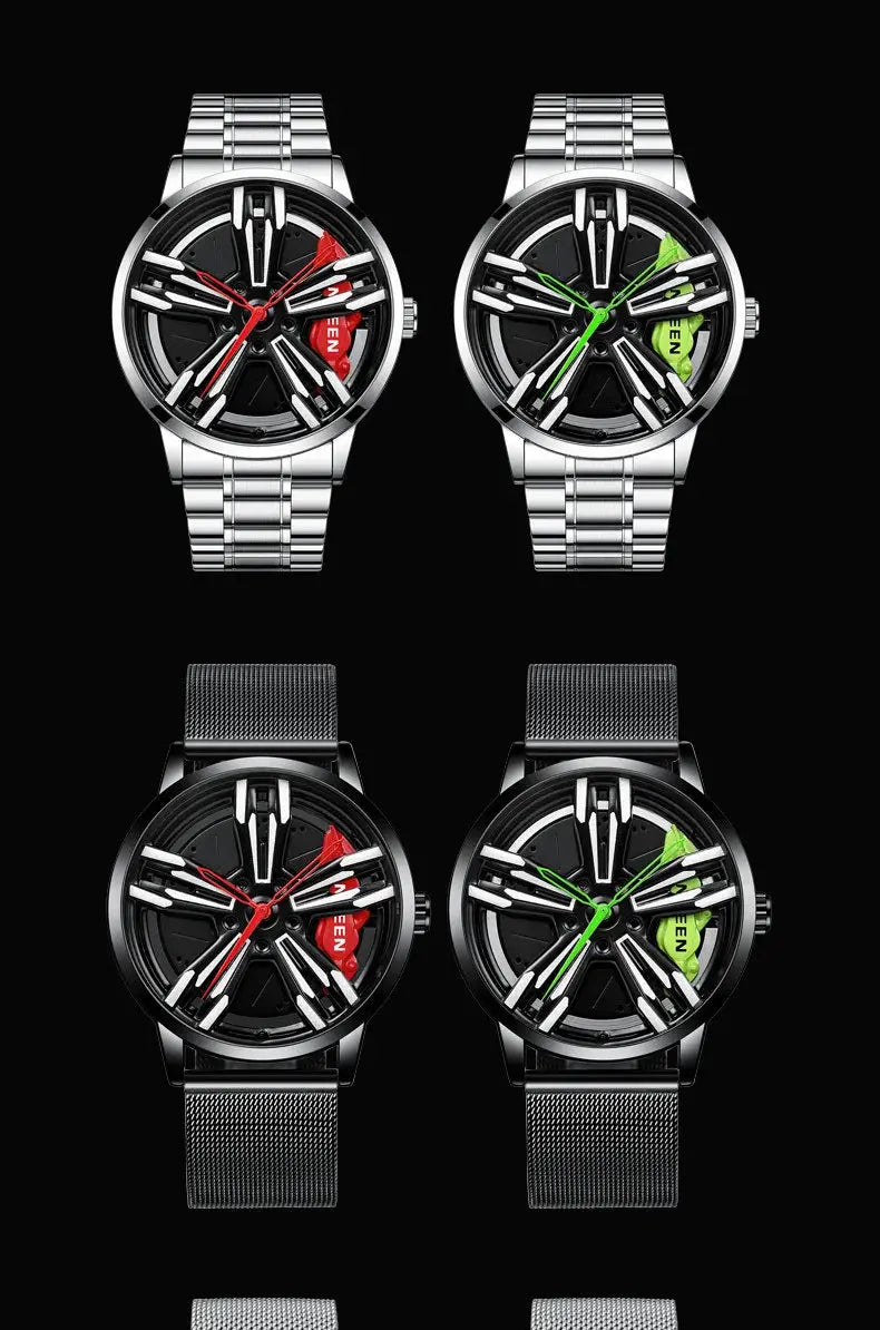 Men’s Racing Watch – Supercar Rim Design, Stainless Steel, Waterproof Alcom Distribution