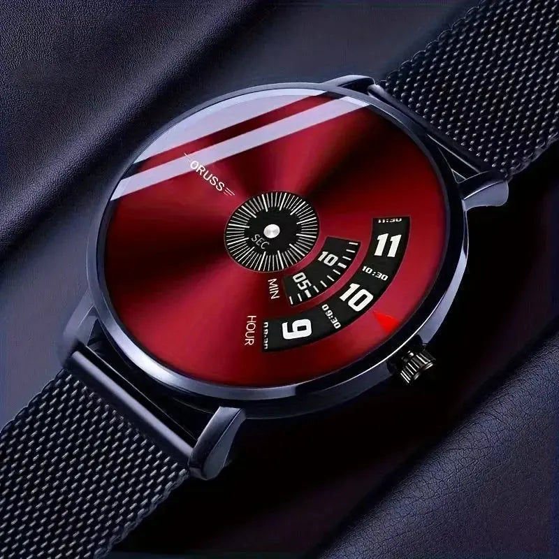 Stylish ORUSS Luminous Men's Watch – Western Red Accent
