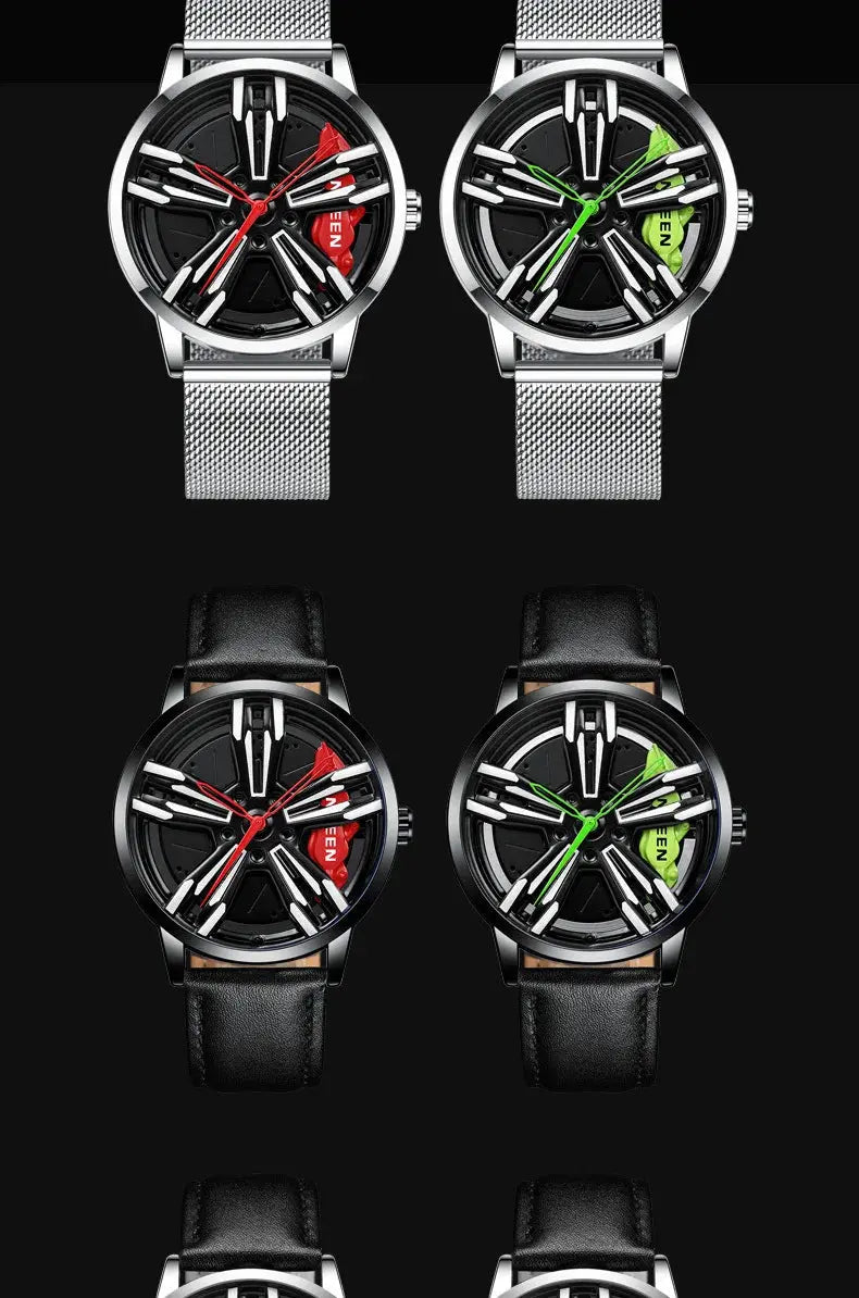 Men’s Racing Watch – Supercar Rim Design, Stainless Steel, Waterproof Alcom Distribution