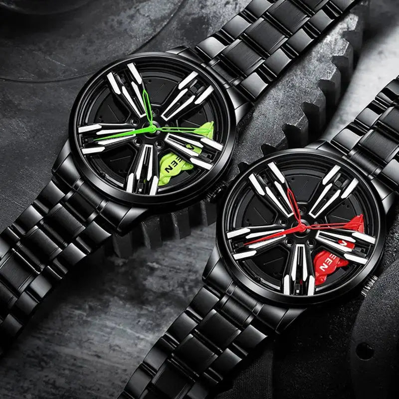 Men’s Racing Watch – Supercar Rim Design, Stainless Steel, Waterproof Alcom Distribution