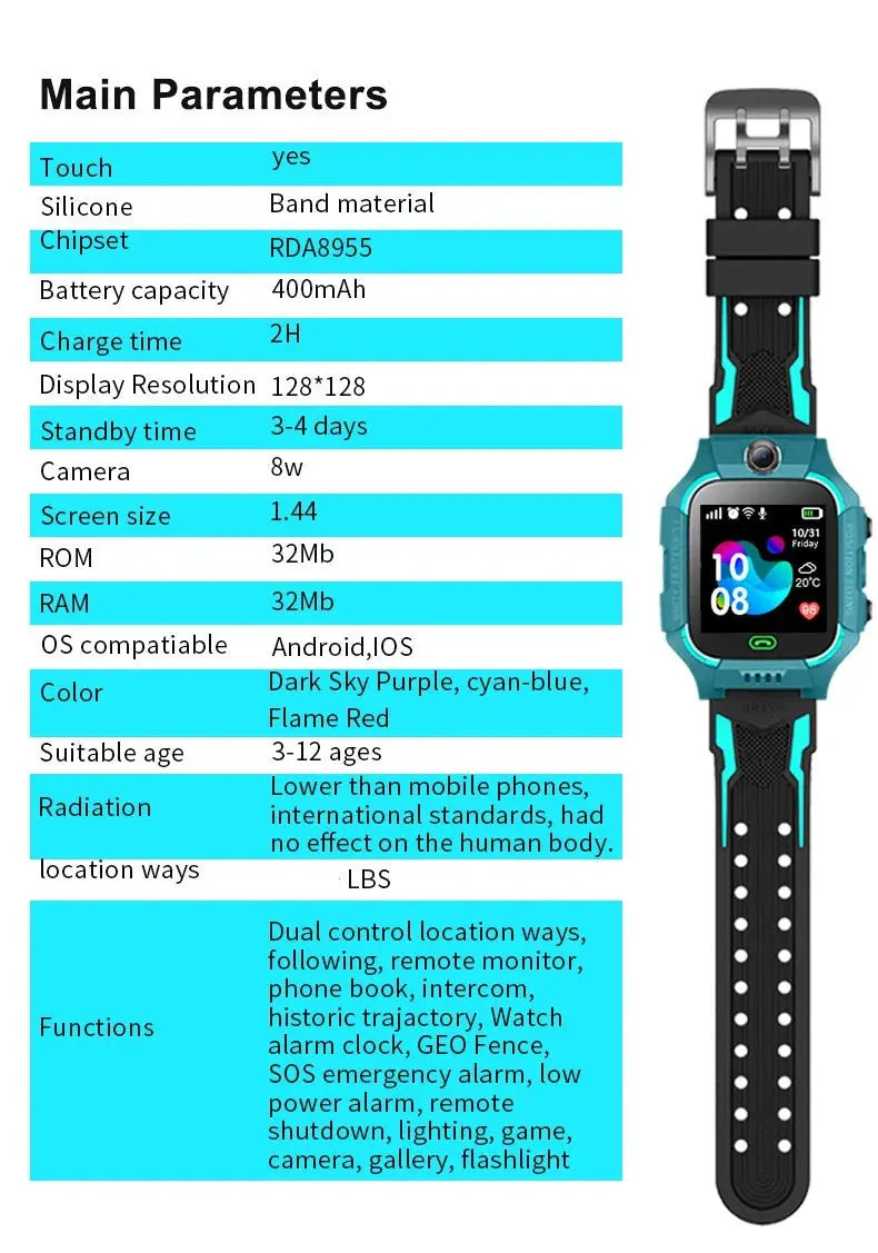 "4G Kids Smart Watch" Sos Location Camera Children Mobile Phone Voice Smartwatch With Sim Card Children Smart Watches For Girl Boy Alcom Distribution