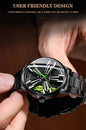 Men’s Racing Watch – Supercar Rim Design, Stainless Steel, Waterproof