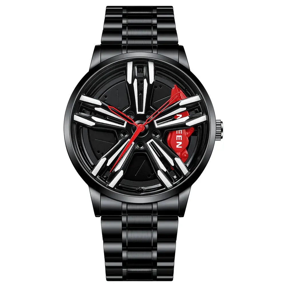 Men’s Racing Watch – Supercar Rim Design, Stainless Steel, Waterproof Alcom Distribution