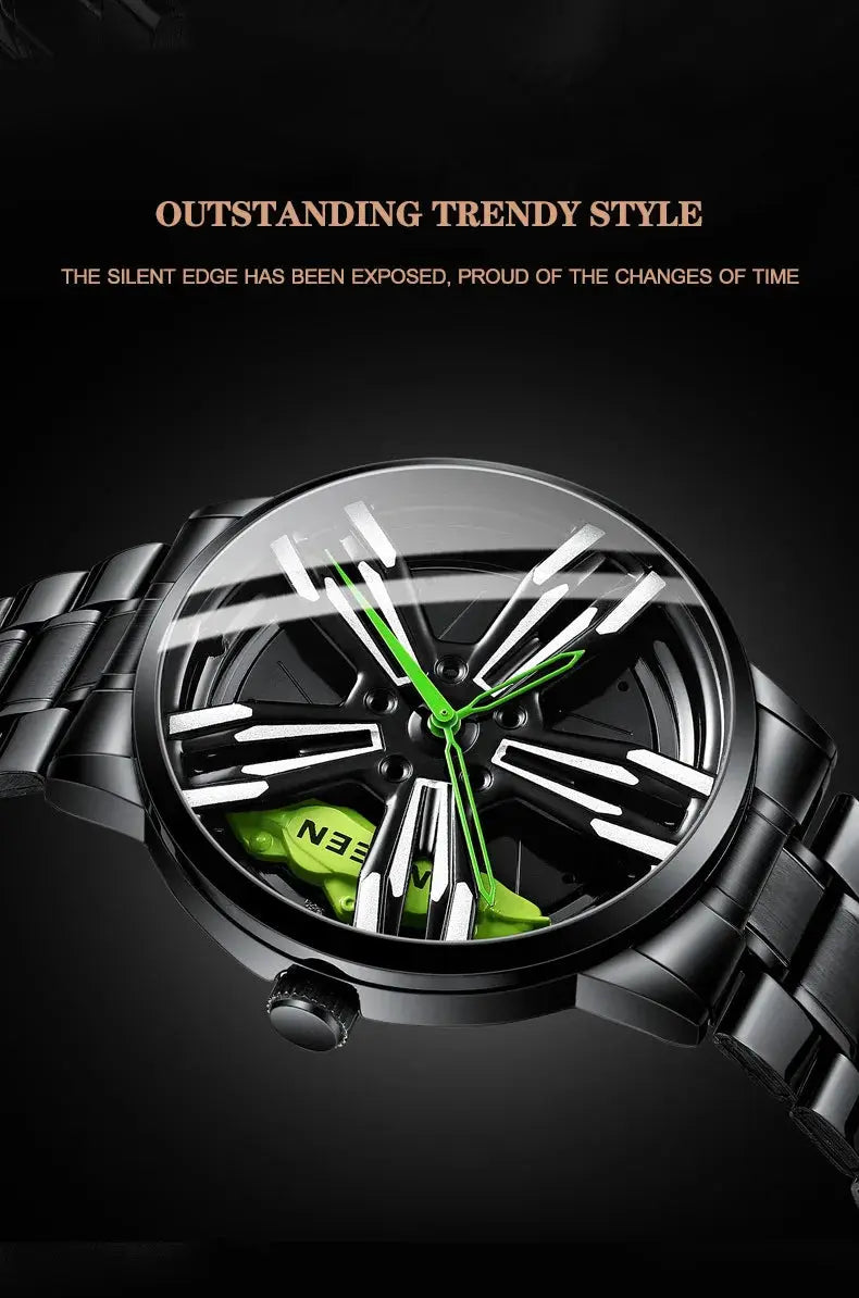 Men’s Racing Watch – Supercar Rim Design, Stainless Steel, Waterproof Alcom Distribution