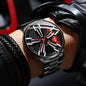 Men’s Racing Watch – Supercar Rim Design, Stainless Steel, Waterproof