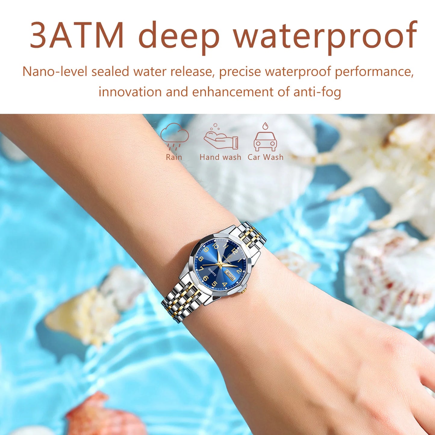 POEDAGAR Luxury Ladies Waterproof Luminous Quartz Watch.