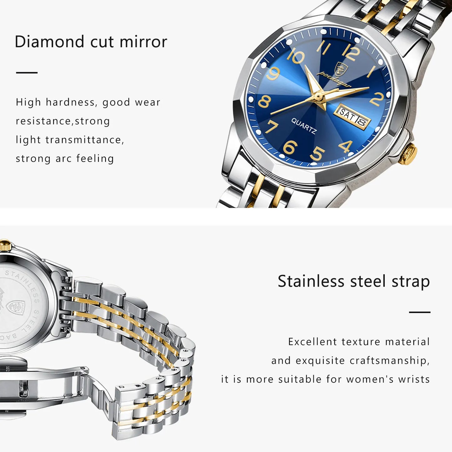POEDAGAR Luxury Ladies Waterproof Luminous Quartz Watch.