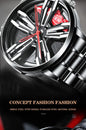 Men’s Racing Watch – Supercar Rim Design, Stainless Steel, Waterproof