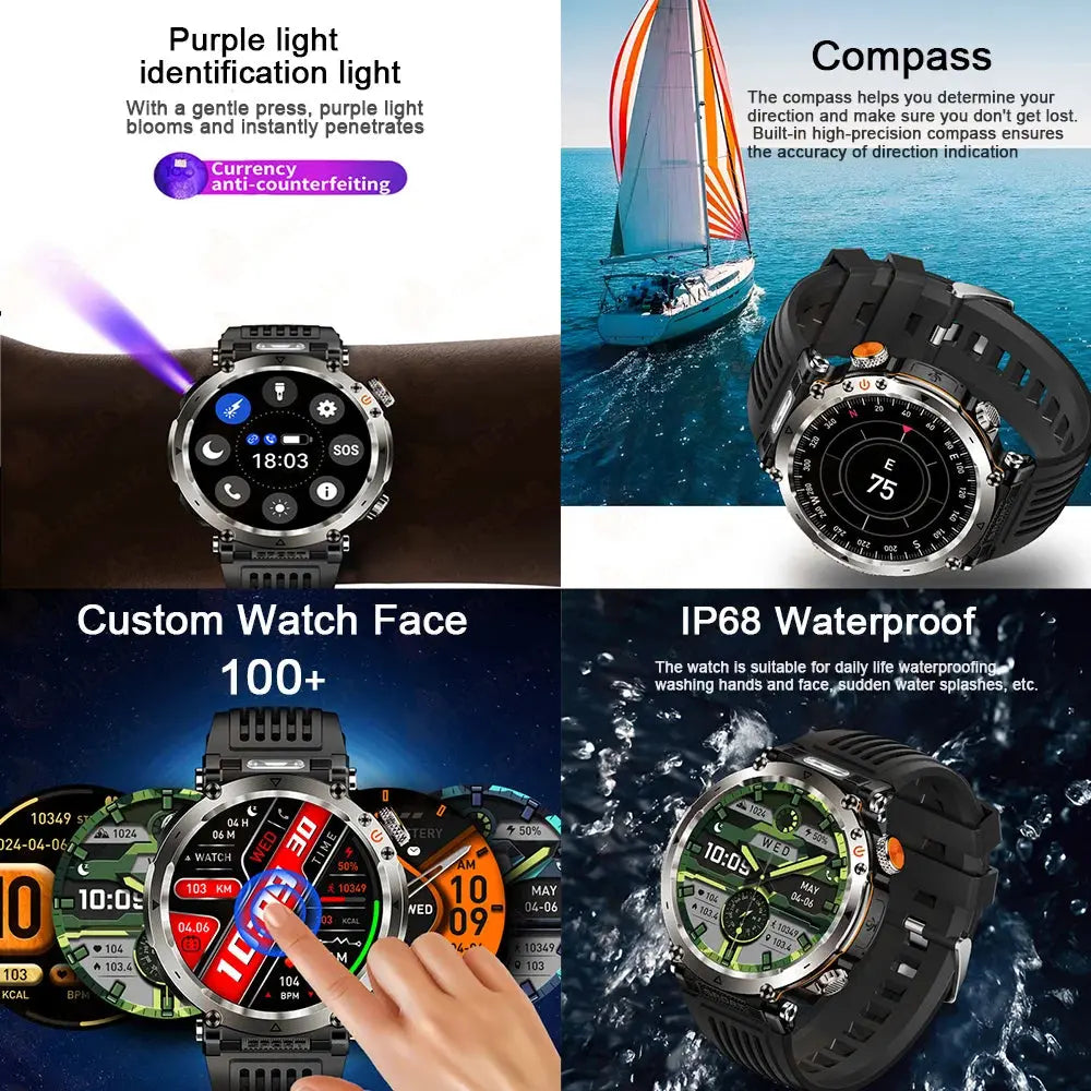 Alcom Distribution adventure smartwatch for men with custom watch face and IP68 waterproof features