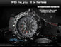 Alcom Distribution tactical luminous army watch rugged black water resistant dial with red stitch strap