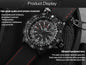 Alcom Distribution tactical luminous army watch black rugged case mineral hardened lens rubber strap closeup