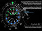 Alcom Distribution tactical luminous army watch black rugged field watch with green and blue glowing markers