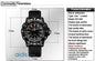 Alcom Distribution tactical luminous army watch black analog with rotating bezel and red stitched silicone strap