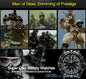 Alcom Distribution tactical luminous army watch product image showing military soldiers collage and closeup watch dial