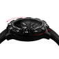 Alcom Distribution tactical luminous army watch side profile showing black bezel rotating dial and rubber strap