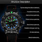 Alcom Distribution tactical luminous army watch black all metal case silicone strap luminous green blue markers