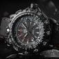 Alcom Distribution black tactical luminous army watch with rugged bezel rubber strap and water resistant design