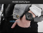 Alcom Distribution tactical luminous army watch worn on wrist with black rugged dial and rubber strap