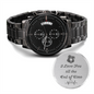 *The Husband/Boyfriend Black Chronograph Watch is the ultimate unique and luxury gift for your Husband, perfect for Christmas, anniversaries, birthdays, Father's Day, Valentine's Day, or simply as a heartfelt "just because