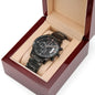 *The Husband/Boyfriend Black Chronograph Watch is the ultimate unique and luxury gift for your Husband, perfect for Christmas, anniversaries, birthdays, Father's Day, Valentine's Day, or simply as a heartfelt "just because