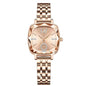 Alcom Distribution rose gold bracelet watch with faceted square dial and crystal accents luxury women's watch