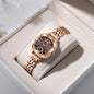 Alcom Distribution rose gold link bracelet luxury women's watch with brown sunburst dial and small subdial