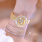 Alcom Distribution gold mesh bracelet hot-selling ladies quartz watch with crystal pave bezel on wrist