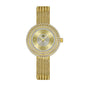 Alcom Distribution gold crystal pave mesh bracelet hot-selling ladies quartz watch with round gold dial and rhinestone bezel