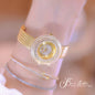 Alcom Distribution hot-selling ladies quartz watch gold mesh band crystal pave bezel elegant bracelet style wrist