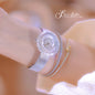 Alcom Distribution hot-selling ladies quartz watch diamond encrusted silver mesh band with two bracelets