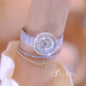 Alcom Distribution hot-selling ladies quartz watch silver crystal pave dial mesh band elegant evening accessory