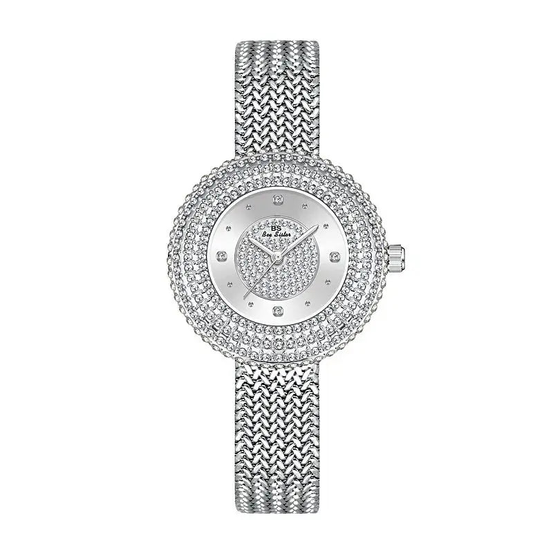 Alcom Distribution silver crystal bracelet watch for women hot-selling ladies quartz watch elegant dress