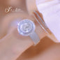 Alcom Distribution silver crystal bracelet hot-selling ladies quartz watch on wrist with matching bangle