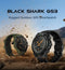 Black Shark GS3 rugged outdoor smartwatch 21-day battery in black and green designs on dirt background