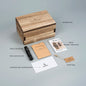 BOBO BIRD men's mechanical wood watch packaging with wooden box, warranty card, brand tag, brochure, and link remover tool