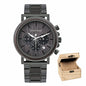Alcom Distribution sustainable watches for men with black metal band and wooden gift box