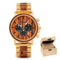 Alcom Distribution sustainable watches for men with wooden dial and gold metal band with wooden box