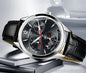 Alcom Distribution CARNIVAL men's automatic watch black dial silver case three subdials red hands leather strap