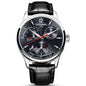 CARNIVAL men's automatic watch stainless steel case black sunburst dial red seconds hand black leather strap