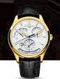 CARNIVAL men's automatic watch gold case white dial with blue hands subdials and black leather strap from Alcom Distribution