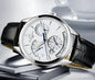 CARNIVAL men's automatic watch Alcom Distribution silver case white dial blue hands black leather strap