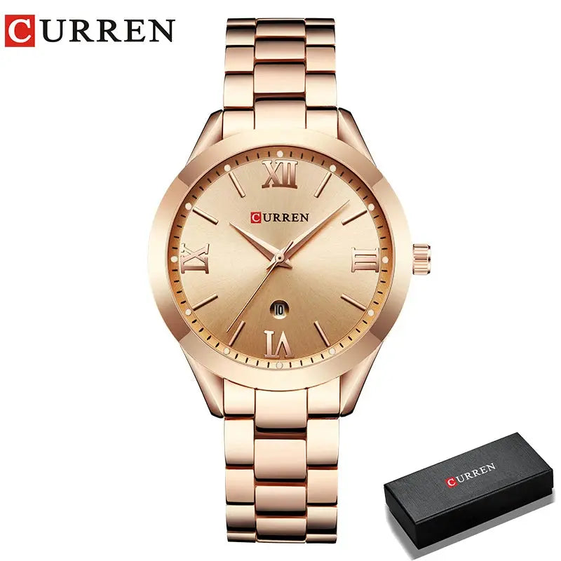 CURREN gold bracelet watch with sleek round dial and date display from Alcom Distribution